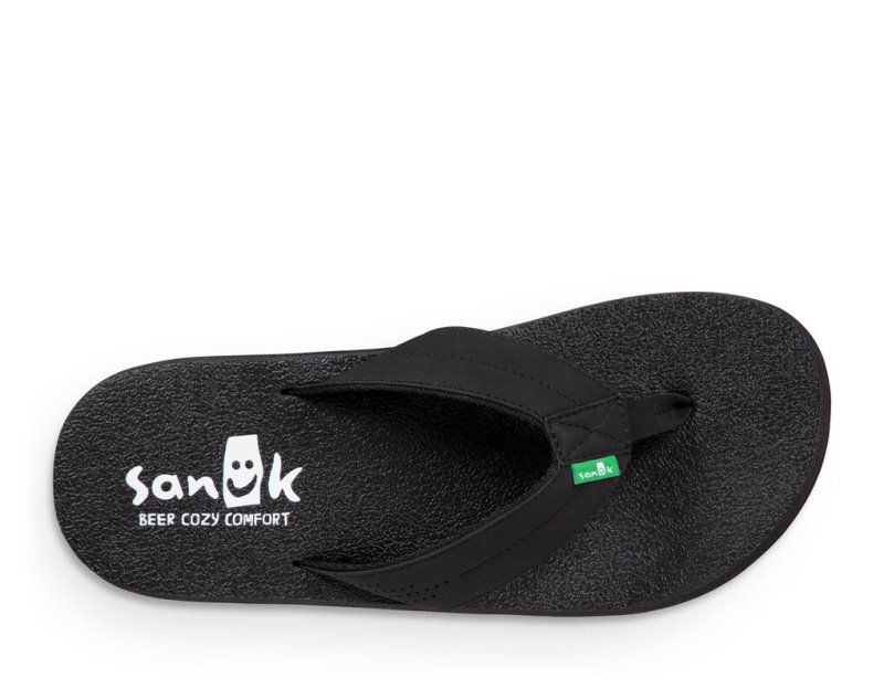 Chanclas Sanuk Beer Cozy Coaster Hombre Negros | MX-740220