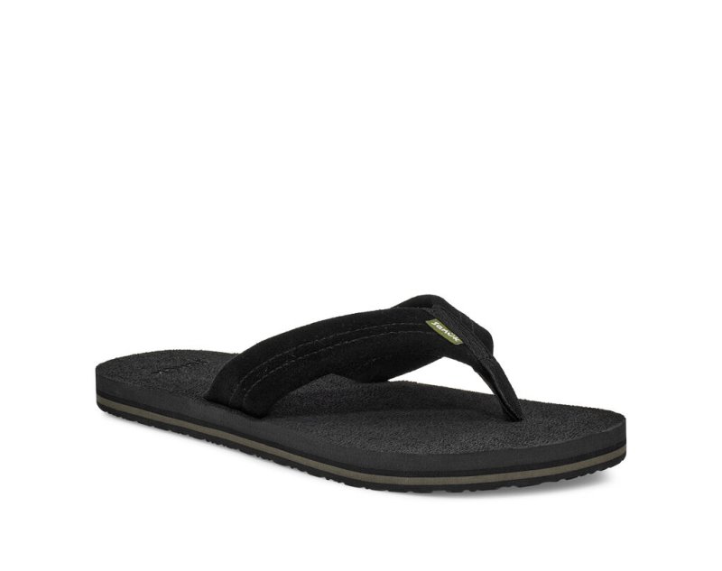 Chanclas Sanuk Beer Cozy Stacker Gamuza Hombre Negros | MX-720455