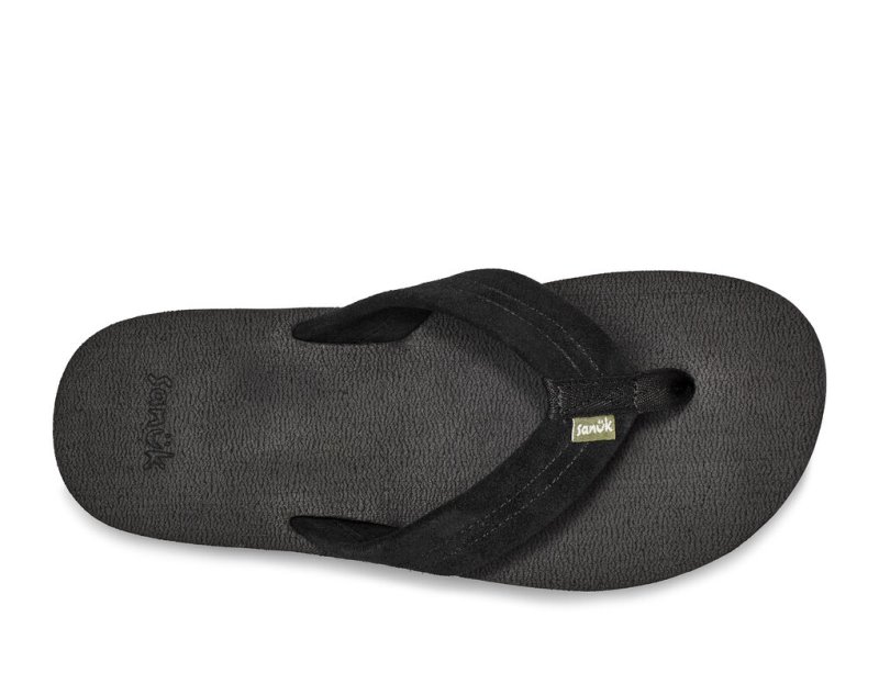 Chanclas Sanuk Beer Cozy Stacker Gamuza Hombre Negros | MX-720455