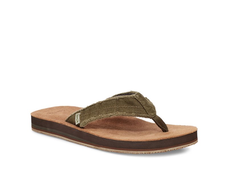 Chanclas Sanuk Fraid Not Soft Top Eco-Friendly Hombre Verde Oliva Oscuro | MX-286375