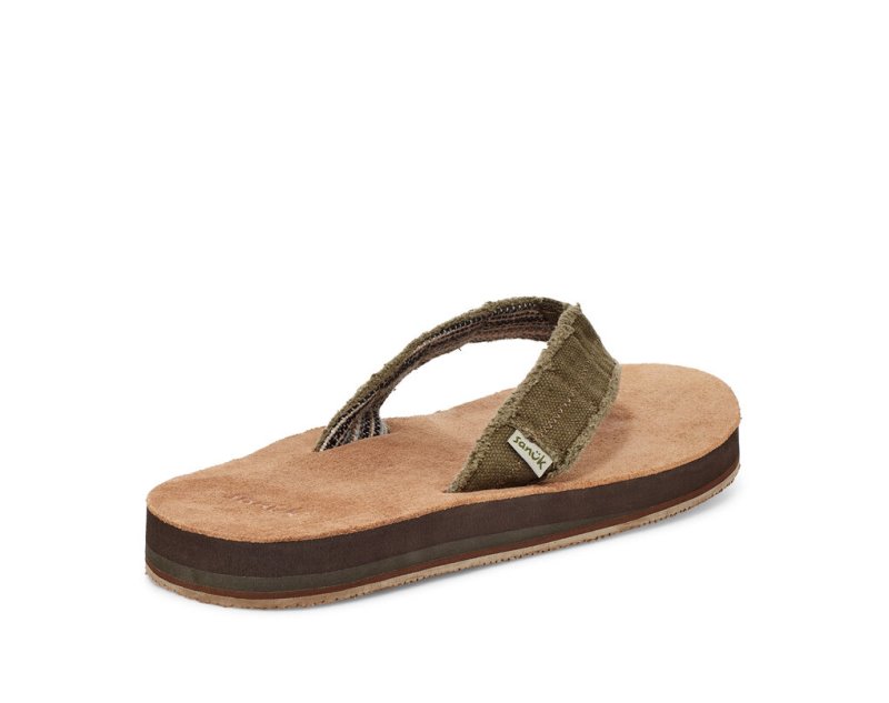 Chanclas Sanuk Fraid Not Soft Top Eco-Friendly Hombre Verde Oliva Oscuro | MX-286375