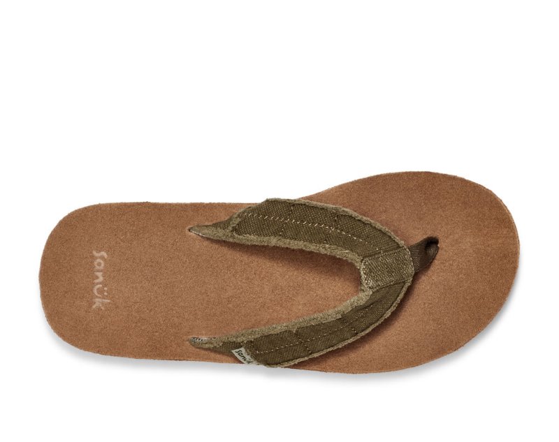 Chanclas Sanuk Fraid Not Soft Top Eco-Friendly Hombre Verde Oliva Oscuro | MX-286375