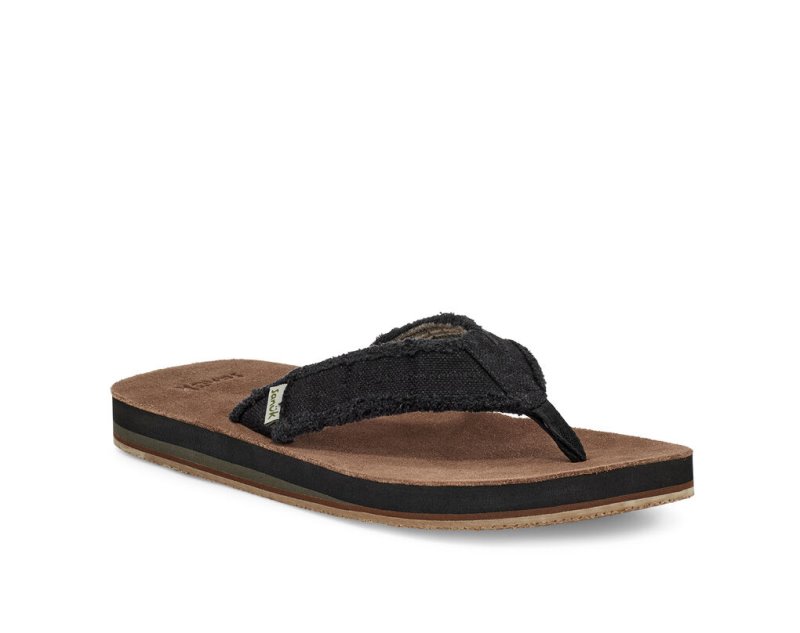 Chanclas Sanuk Fraid Not Soft Top Eco-Friendly Hombre Negros | MX-512495