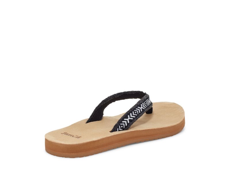 Chanclas Sanuk Fraidy Tribal Hemp Mujer Negros Blancos | MX-017786