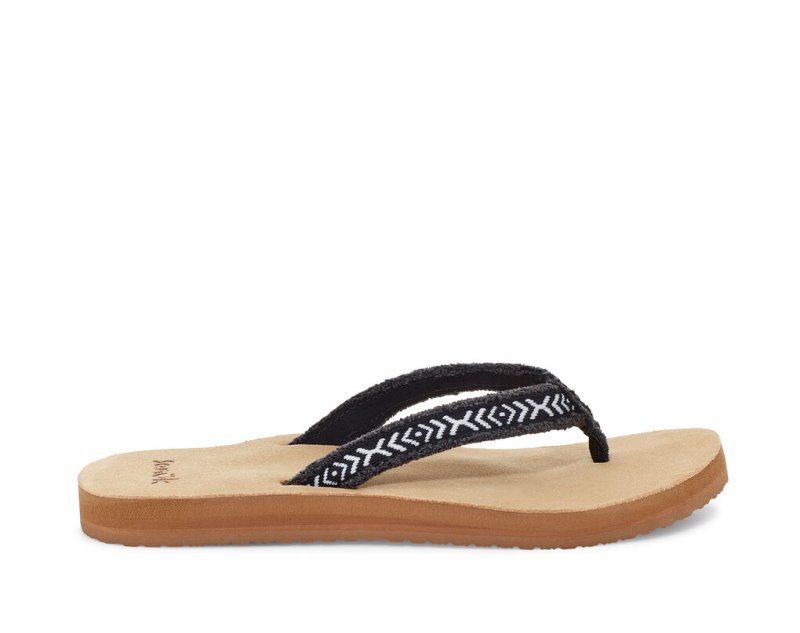 Chanclas Sanuk Fraidy Tribal Hemp Mujer Negros Blancos | MX-017786