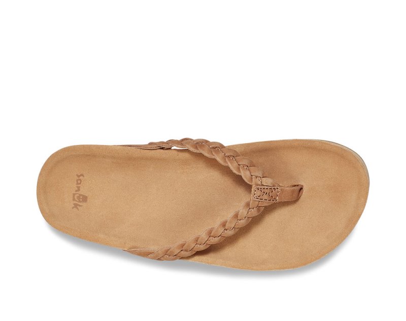 Chanclas Sanuk She Loungy Braid Cuero Mujer Marrom | MX-419668