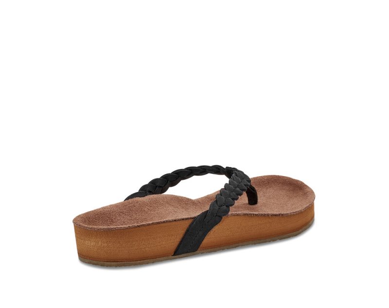 Chanclas Sanuk She Loungy Braid Cuero Mujer Negros | MX-801770