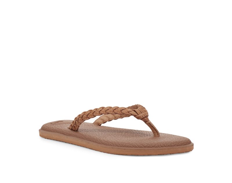 Chanclas Sanuk Yoga Braid Cuero Mujer Marrom | MX-969925