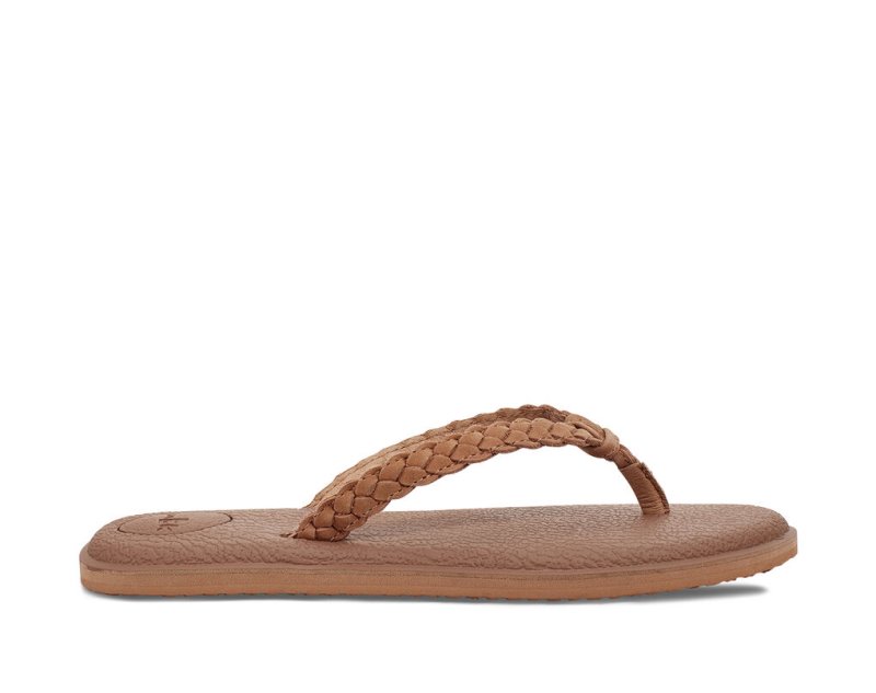 Chanclas Sanuk Yoga Braid Cuero Mujer Marrom | MX-969925