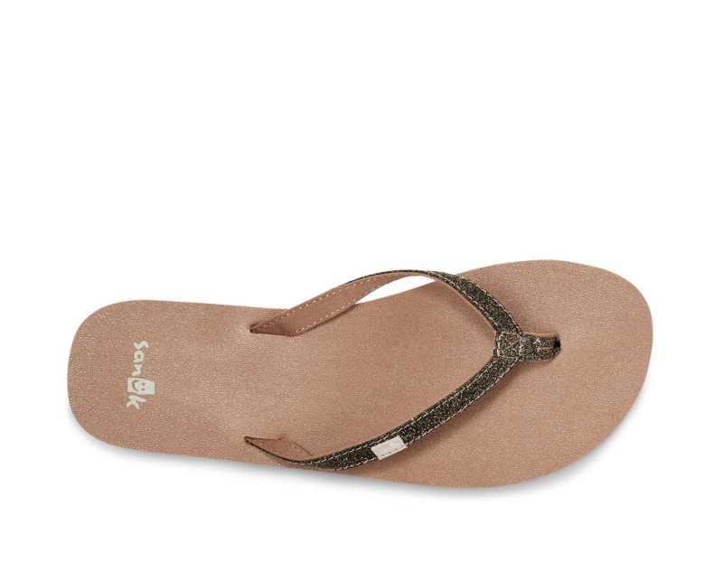 Chanclas Sanuk Yoga Joy Sparkle Mujer Dorados | MX-910815