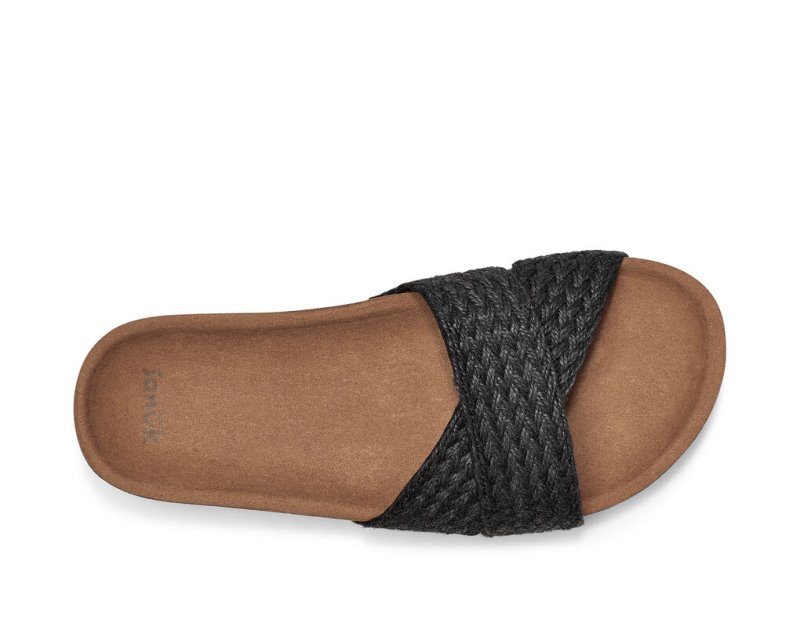 Sandalias Sanuk She Cruzy Jute Vegan Chanclas Mujer Negros | MX-390454