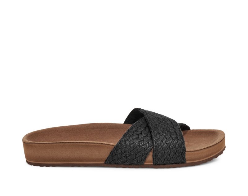 Sandalias Sanuk She Cruzy Jute Vegan Chanclas Mujer Negros | MX-390454