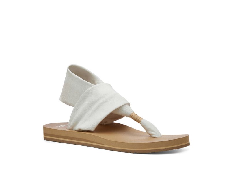 Sandalias Sanuk Sling ST Vegan Mujer Blancos Marrom | MX-766424