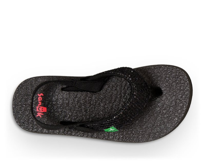 Sandalias Sanuk Yoga Glitter Niños Negros | MX-673076