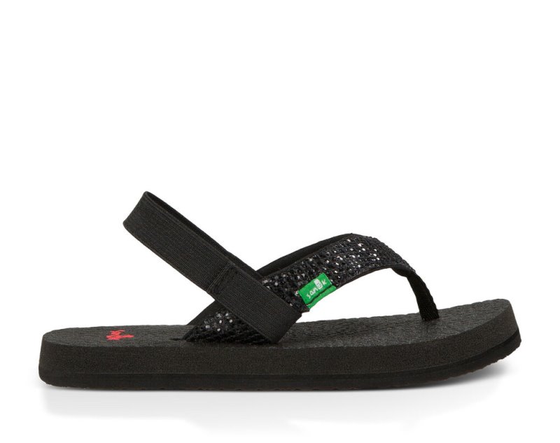 Sandalias Sanuk Yoga Glitter Niños Negros | MX-673076