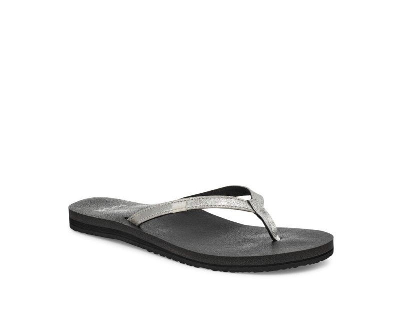 Sandalias Sanuk Yoga Joy Shimmer Metallic Mujer Plateados | MX-307986