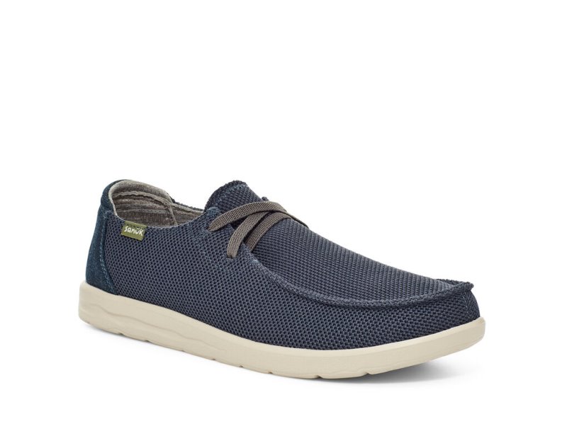 Tenis Sanuk Shaka Mesh No-tie Hombre Azul Marino | MX-587232