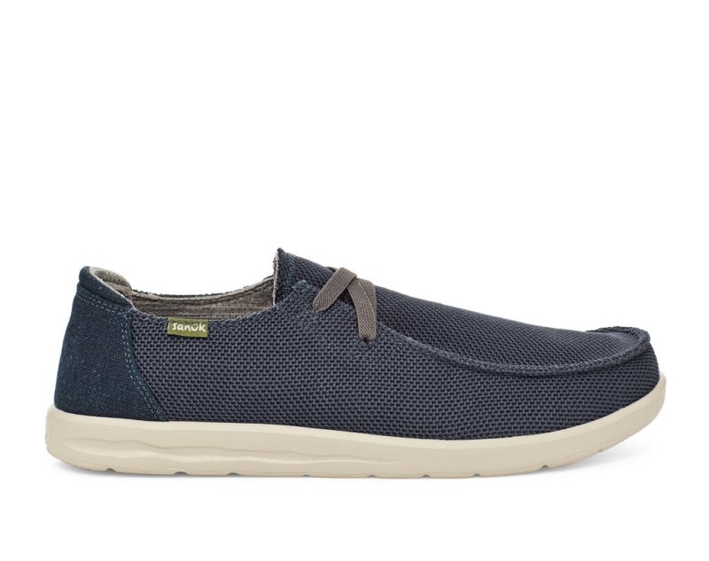 Tenis Sanuk Shaka Mesh No-tie Hombre Azul Marino | MX-587232