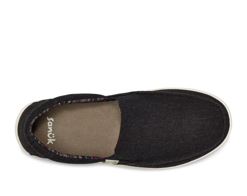 Tenis Sanuk Sideline 2 Hemp Slip-on Hombre Negros | MX-242164