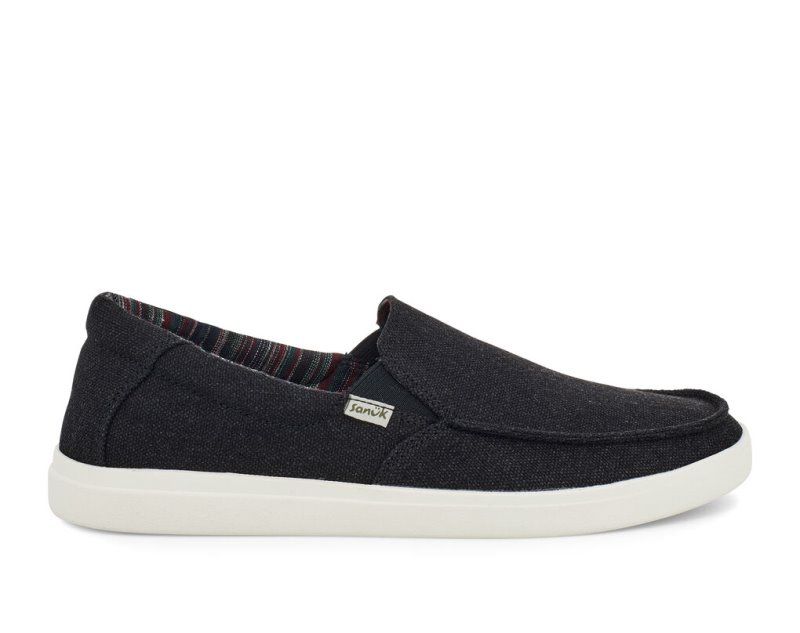 Tenis Sanuk Sideline 2 Hemp Slip-on Hombre Negros | MX-242164