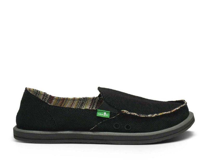 Zapatos Sanuk Donna Hemp Mujer Negros | MX-455808