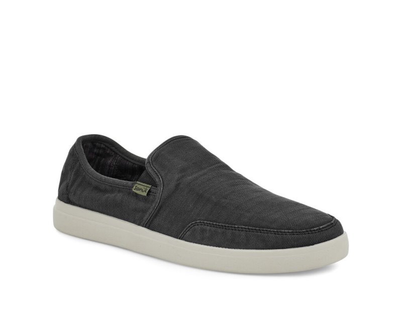 Zapatos Sanuk Vagabond Slip-On Sneaker Wash Vegan Hombre Negros | MX-376432