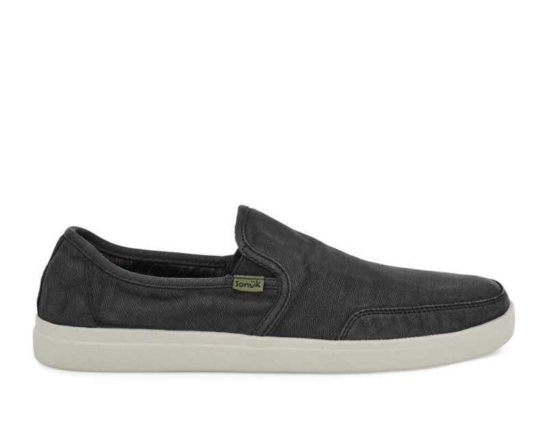 Zapatos Sanuk Vagabond Slip-On Sneaker Wash Vegan Hombre Negros | MX-376432