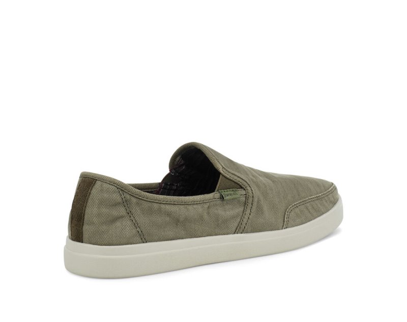 Zapatos Sanuk Vagabond Slip-On Sneaker Wash Vegan Hombre Verde Oliva | MX-879223