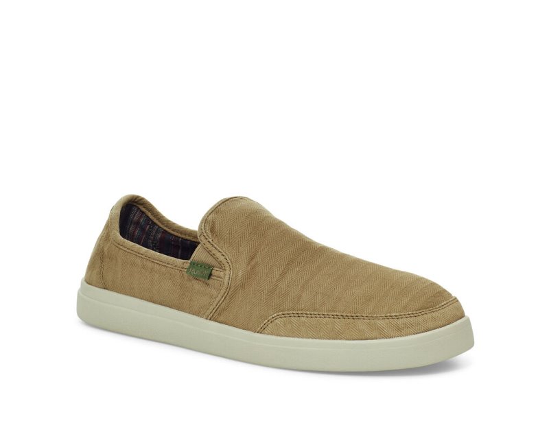 Zapatos Sanuk Vagabond Slip-On Sneaker Wash Vegan Hombre Kaki | MX-984944