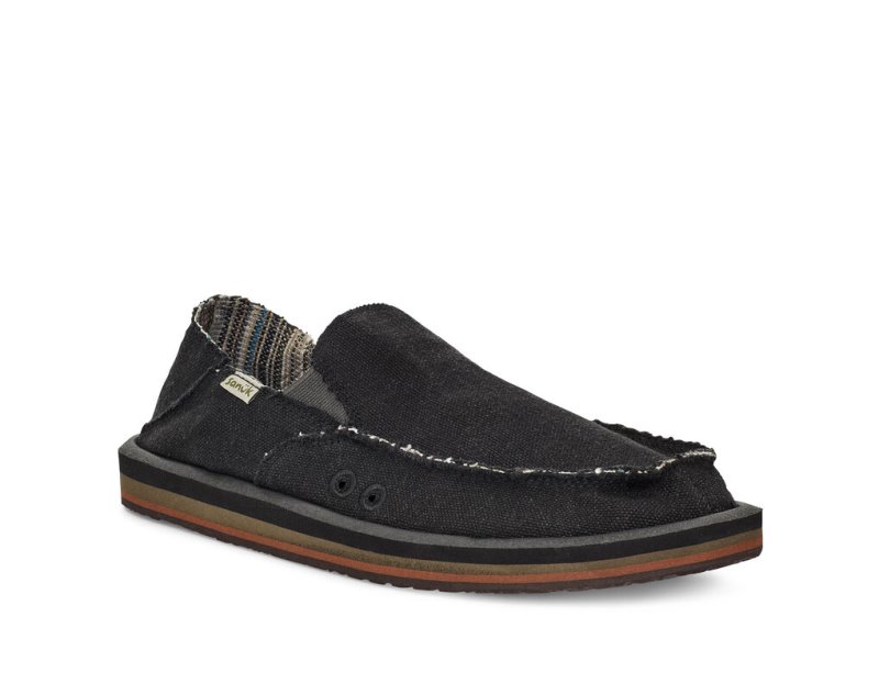 Zapatos Sanuk Vagabond Soft Top Hemp Collapsible Heel Hombre Negros | MX-407904