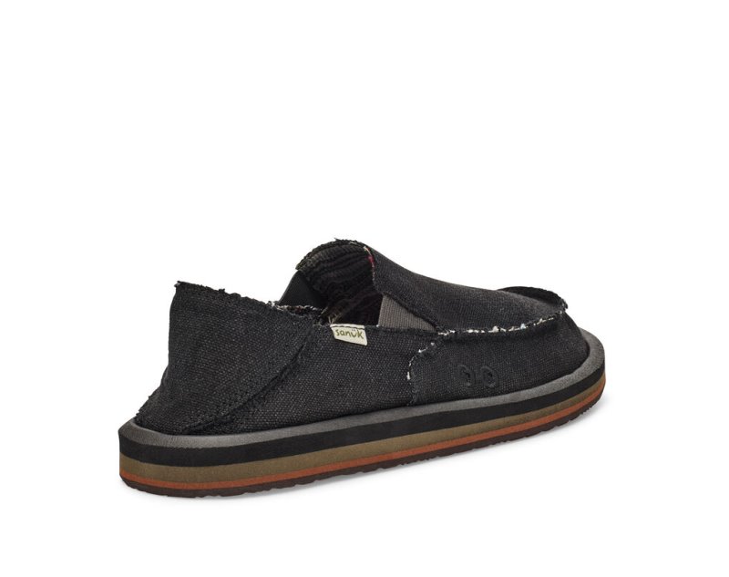 Zapatos Sanuk Vagabond Soft Top Hemp Collapsible Heel Hombre Negros | MX-407904