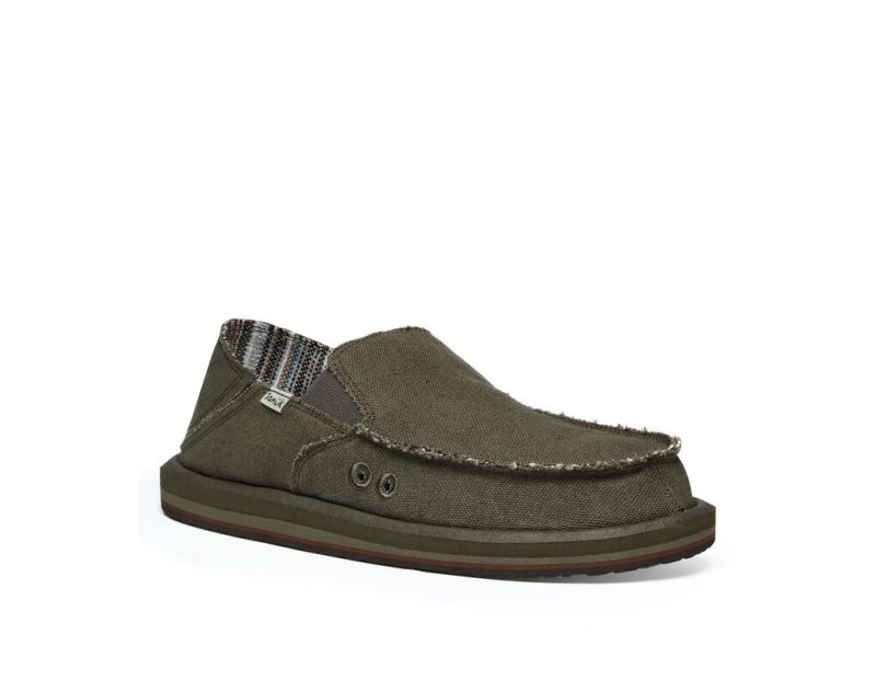 Zapatos Sanuk Vagabond Soft Top Hemp Collapsible Heel Hombre Verde Oliva | MX-478588