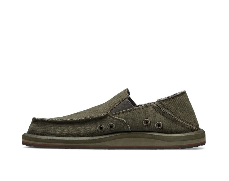 Zapatos Sanuk Vagabond Soft Top Hemp Collapsible Heel Hombre Verde Oliva | MX-478588