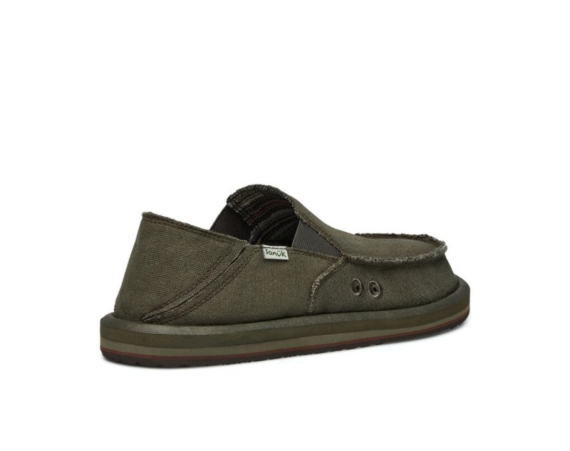 Zapatos Sanuk Vagabond Soft Top Hemp Collapsible Heel Hombre Verde Oliva | MX-478588