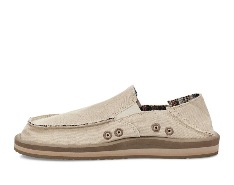 Zapatos Sanuk Vagabond Soft Top Hemp Collapsible Heel Hombre Beige | MX-615822