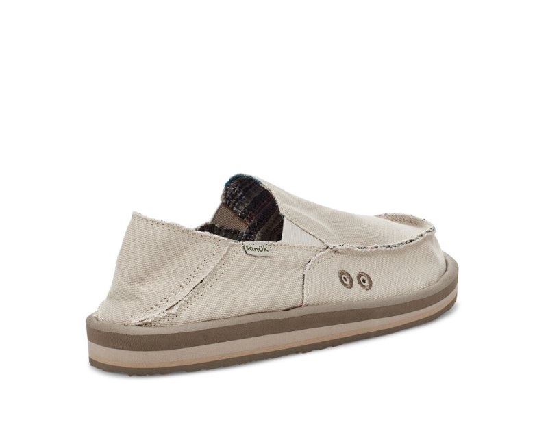 Zapatos Sanuk Vagabond Soft Top Hemp Collapsible Heel Hombre Beige | MX-615822