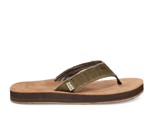 Chanclas Sanuk Fraid Not Soft Top Eco-Friendly Hombre Verde Oliva Oscuro | MX-286375