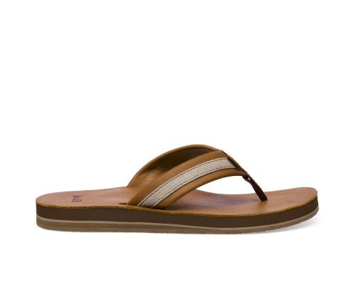 Chanclas Sanuk Hullsome Cuero ST Hemp Hombre Marrom | MX-312311