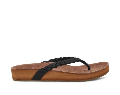 Chanclas Sanuk She Loungy Braid Cuero Mujer Negros | MX-801770