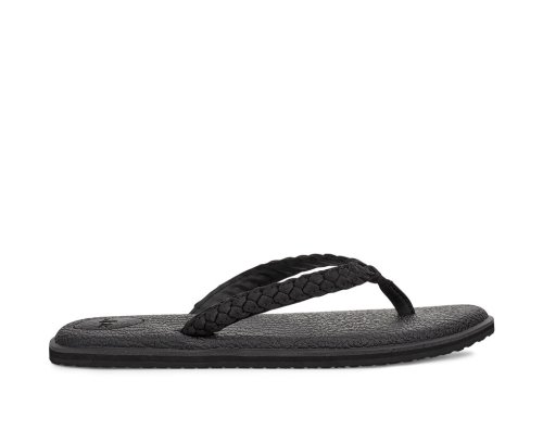 Chanclas Sanuk Yoga Braid Cuero Mujer Negros | MX-419603