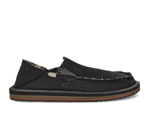 Zapatos Sanuk Vagabond Soft Top Hemp Collapsible Heel Hombre Negros | MX-407904