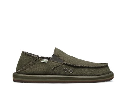 Zapatos Sanuk Vagabond Soft Top Hemp Collapsible Heel Hombre Verde Oliva | MX-478588